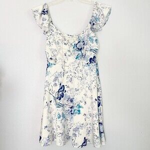 Alamour The Label Blue Floral Lace Front Mini Dress - M